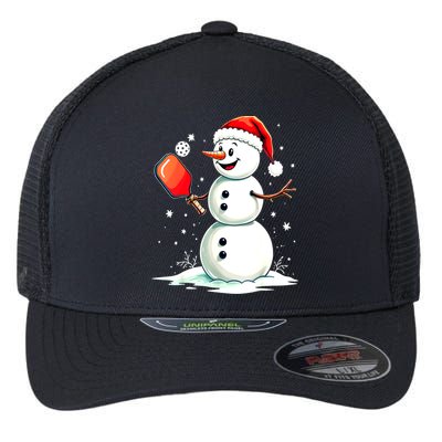 Christmas Pickleball Player Funny Pickleball Snowman Xmas Gift Flexfit Unipanel Trucker Cap