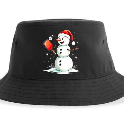 Christmas Pickleball Player Funny Pickleball Snowman Xmas Gift Sustainable Bucket Hat