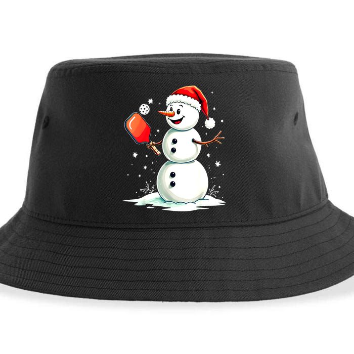 Christmas Pickleball Player Funny Pickleball Snowman Xmas Gift Sustainable Bucket Hat