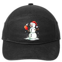 Christmas Pickleball Player Funny Pickleball Snowman Xmas Gift 7-Panel Snapback Hat