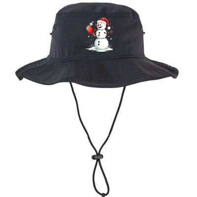 Christmas Pickleball Player Funny Pickleball Snowman Xmas Gift Bucket Hat