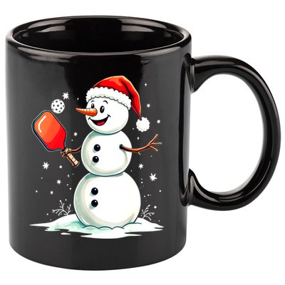 Christmas Pickleball Player Funny Pickleball Snowman Xmas Gift 11oz C Handle Ceramic Mug