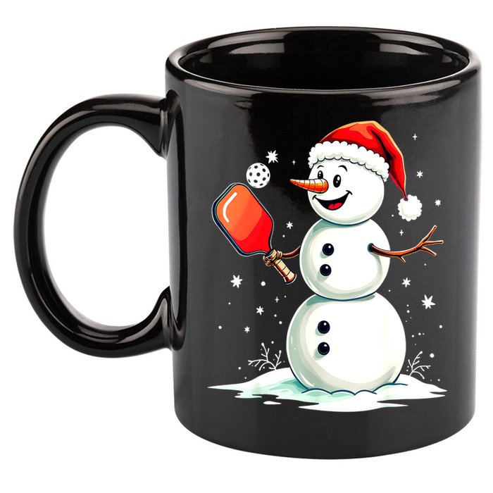 Christmas Pickleball Player Funny Pickleball Snowman Xmas Gift 11oz C Handle Ceramic Mug