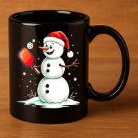 Christmas Pickleball Player Funny Pickleball Snowman Xmas Gift 11oz C Handle Ceramic Mug