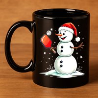 Christmas Pickleball Player Funny Pickleball Snowman Xmas Gift 11oz C Handle Ceramic Mug
