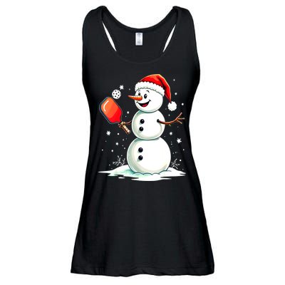 Christmas Pickleball Player Funny Pickleball Snowman Xmas Gift Ladies Essential Flowy Tank