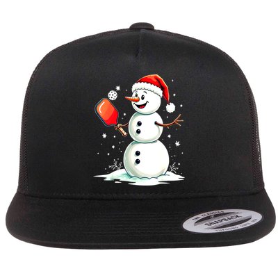 Christmas Pickleball Player Funny Pickleball Snowman Xmas Gift Flatbill Hat
