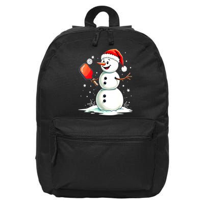 Christmas Pickleball Player Funny Pickleball Snowman Xmas Gift 16 in Basic Backpack