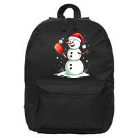 Christmas Pickleball Player Funny Pickleball Snowman Xmas Gift 16 in Basic Backpack