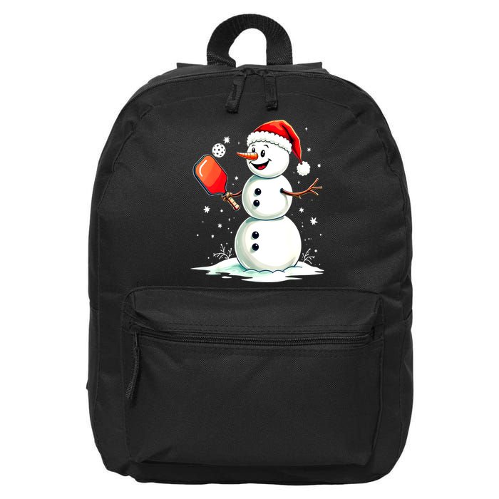 Christmas Pickleball Player Funny Pickleball Snowman Xmas Gift 16 in Basic Backpack