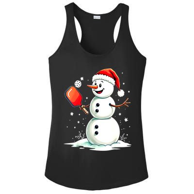 Christmas Pickleball Player Funny Pickleball Snowman Xmas Gift Ladies PosiCharge Competitor Racerback Tank