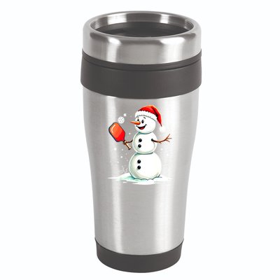 Christmas Pickleball Player Funny Pickleball Snowman Xmas Gift 16oz Travel Tumbler