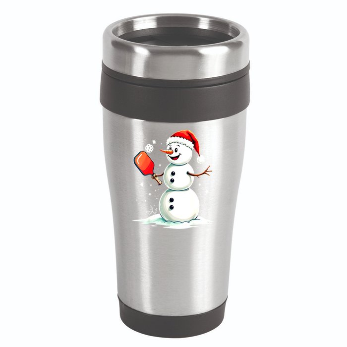 Christmas Pickleball Player Funny Pickleball Snowman Xmas Gift 16oz Travel Tumbler