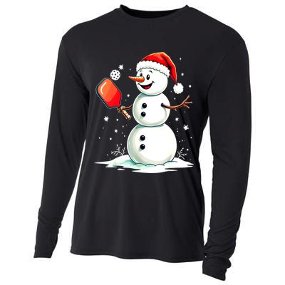 Christmas Pickleball Player Funny Pickleball Snowman Xmas Gift Cooling Performance Long Sleeve Crew