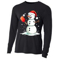 Christmas Pickleball Player Funny Pickleball Snowman Xmas Gift Cooling Performance Long Sleeve Crew