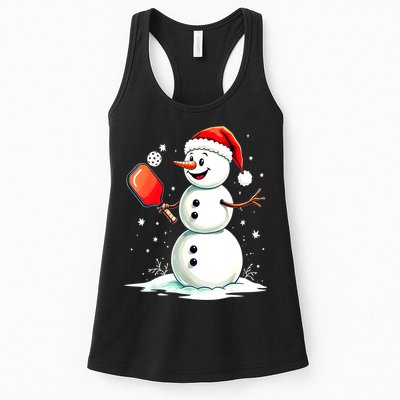 Christmas Pickleball Player Funny Pickleball Snowman Xmas Gift Womens Tank Top