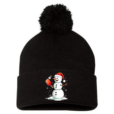Christmas Pickleball Player Funny Pickleball Snowman Xmas Gift Pom Pom 12in Knit Beanie