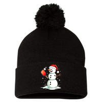 Christmas Pickleball Player Funny Pickleball Snowman Xmas Gift Pom Pom 12in Knit Beanie