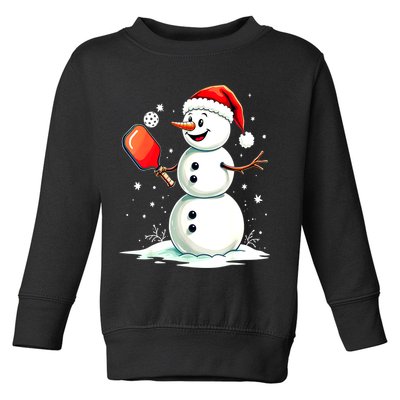 Christmas Pickleball Player Funny Pickleball Snowman Xmas Gift Toddler Sweatshirt