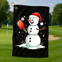 Christmas Pickleball Player Funny Pickleball Snowman Xmas Gift Golf Towel