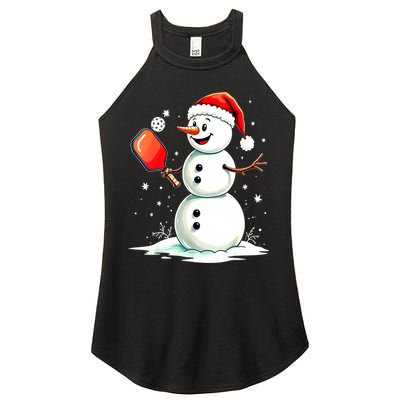 Christmas Pickleball Player Funny Pickleball Snowman Xmas Gift Women's Perfect Tri Rocker Tank