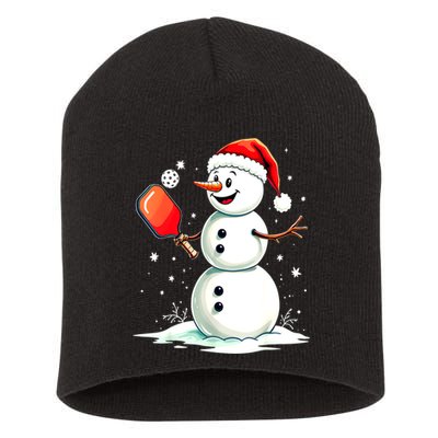 Christmas Pickleball Player Funny Pickleball Snowman Xmas Gift Short Acrylic Beanie
