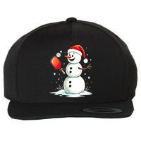 Christmas Pickleball Player Funny Pickleball Snowman Xmas Gift Wool Snapback Cap