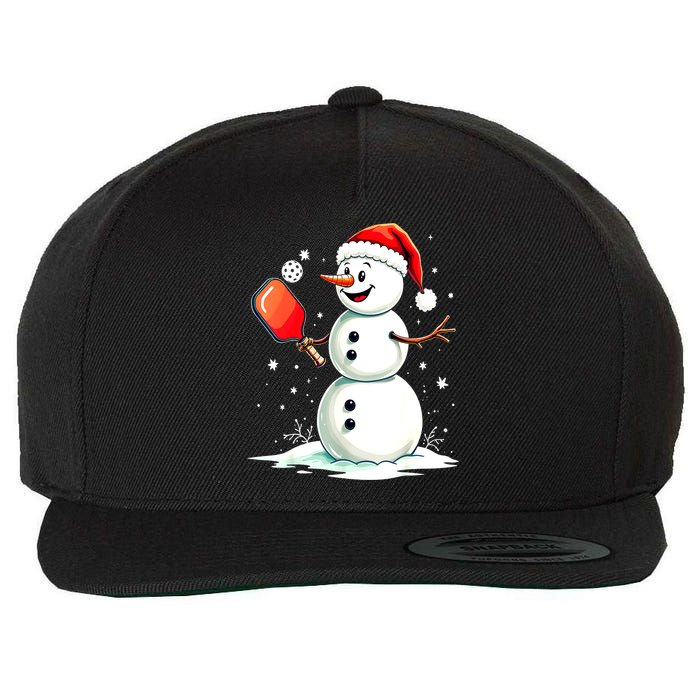 Christmas Pickleball Player Funny Pickleball Snowman Xmas Gift Wool Snapback Cap