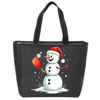 Christmas Pickleball Player Funny Pickleball Snowman Xmas Gift Zip Tote Bag