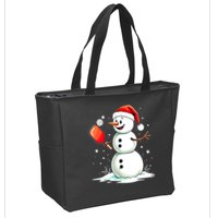 Christmas Pickleball Player Funny Pickleball Snowman Xmas Gift Zip Tote Bag