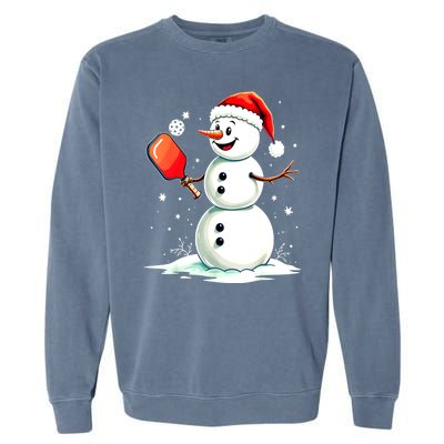 Christmas Pickleball Player Funny Pickleball Snowman Xmas Gift Garment-Dyed Sweatshirt