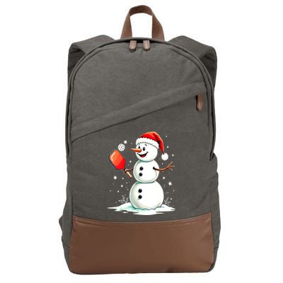 Christmas Pickleball Player Funny Pickleball Snowman Xmas Gift Cotton Canvas Backpack