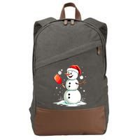 Christmas Pickleball Player Funny Pickleball Snowman Xmas Gift Cotton Canvas Backpack