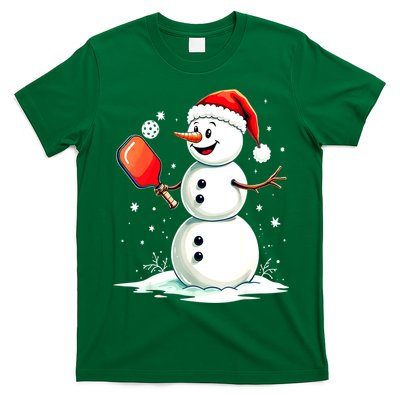 Christmas Pickleball Player Funny Pickleball Snowman Xmas Gift T-Shirt