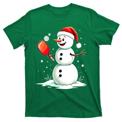 Christmas Pickleball Player Funny Pickleball Snowman Xmas Gift T-Shirt