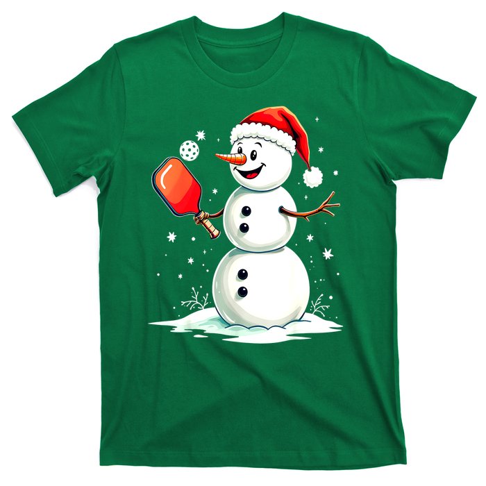 Christmas Pickleball Player Funny Pickleball Snowman Xmas Gift T-Shirt