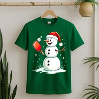 Christmas Pickleball Player Funny Pickleball Snowman Xmas Gift T-Shirt