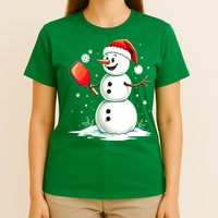 Christmas Pickleball Player Funny Pickleball Snowman Xmas Gift T-Shirt