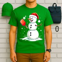 Christmas Pickleball Player Funny Pickleball Snowman Xmas Gift T-Shirt
