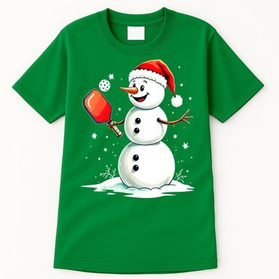 Christmas Pickleball Player Funny Pickleball Snowman Xmas Gift Tall T-Shirt