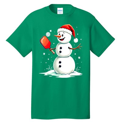 Christmas Pickleball Player Funny Pickleball Snowman Xmas Gift Tall T-Shirt