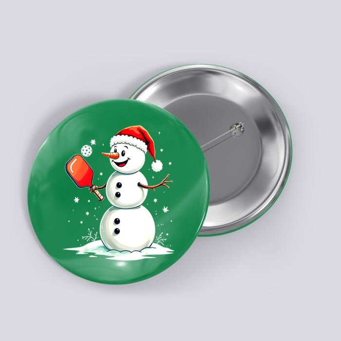 Christmas Pickleball Player Funny Pickleball Snowman Xmas Gift Button