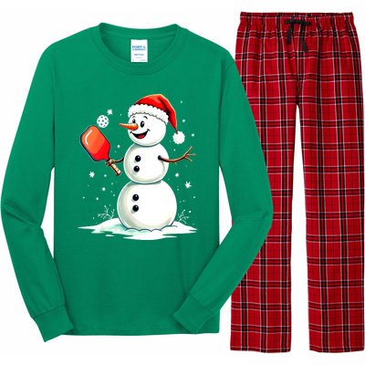 Christmas Pickleball Player Funny Pickleball Snowman Xmas Gift Long Sleeve Pajama Set