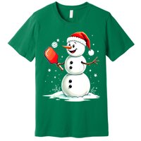 Christmas Pickleball Player Funny Pickleball Snowman Xmas Gift Premium T-Shirt