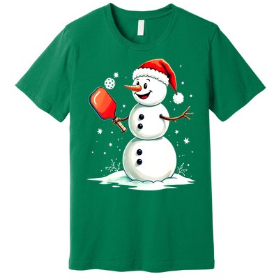 Christmas Pickleball Player Funny Pickleball Snowman Xmas Gift Premium T-Shirt