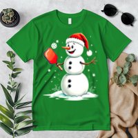 Christmas Pickleball Player Funny Pickleball Snowman Xmas Gift Premium T-Shirt