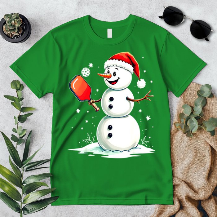 Christmas Pickleball Player Funny Pickleball Snowman Xmas Gift Premium T-Shirt