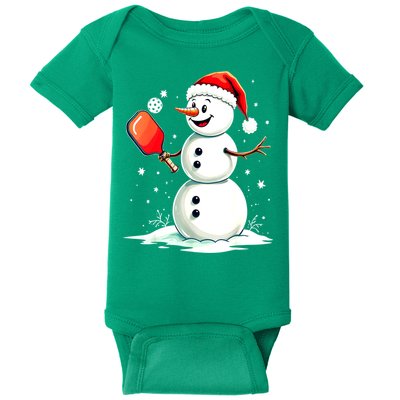 Christmas Pickleball Player Funny Pickleball Snowman Xmas Gift Baby Bodysuit