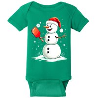 Christmas Pickleball Player Funny Pickleball Snowman Xmas Gift Baby Bodysuit