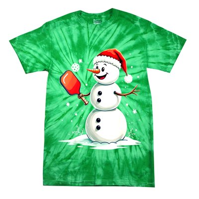 Christmas Pickleball Player Funny Pickleball Snowman Xmas Gift Tie-Dye T-Shirt